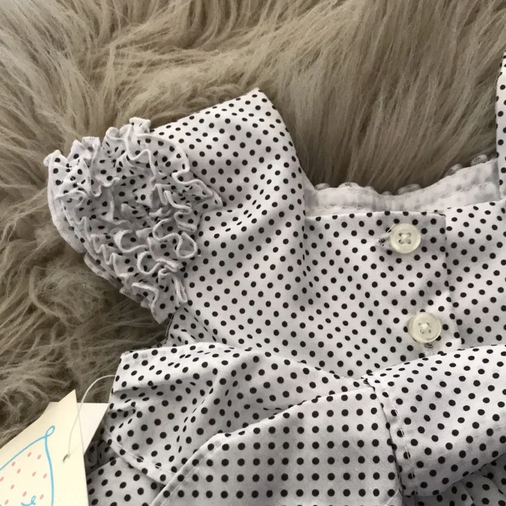 MARMELLATA Satin Dots Raffle Roses Formal Baby Girl Dress | 12 Months